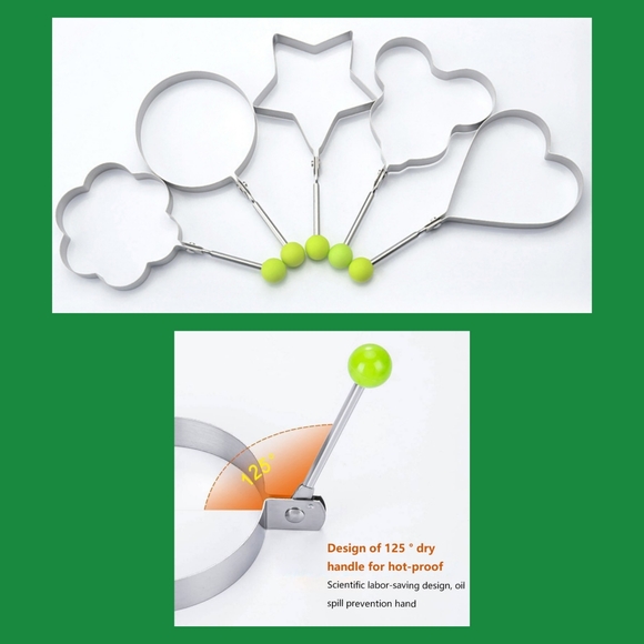 New 5 pack fancy omelette molds egg molds heart star circle mouse breakfast mold - Picture 6 of 11